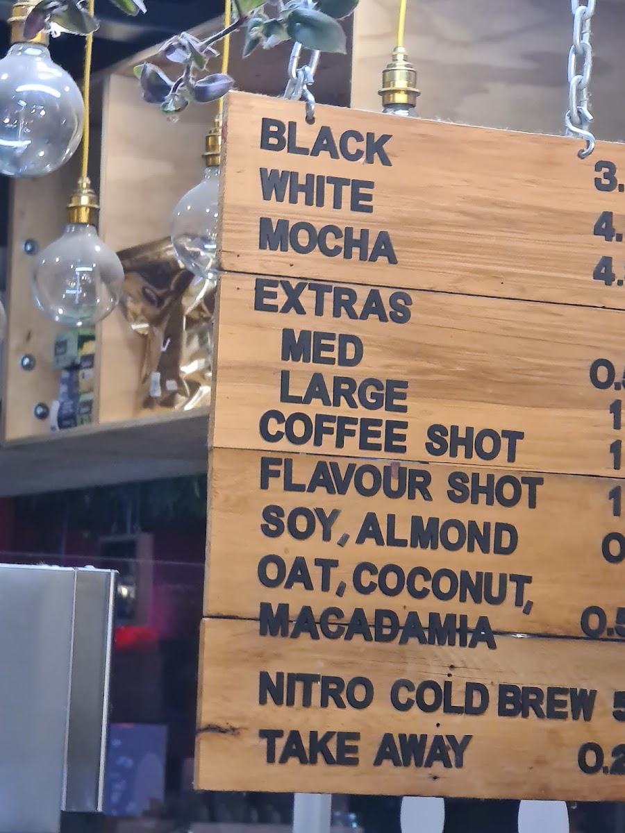 Empire Coffee menu board