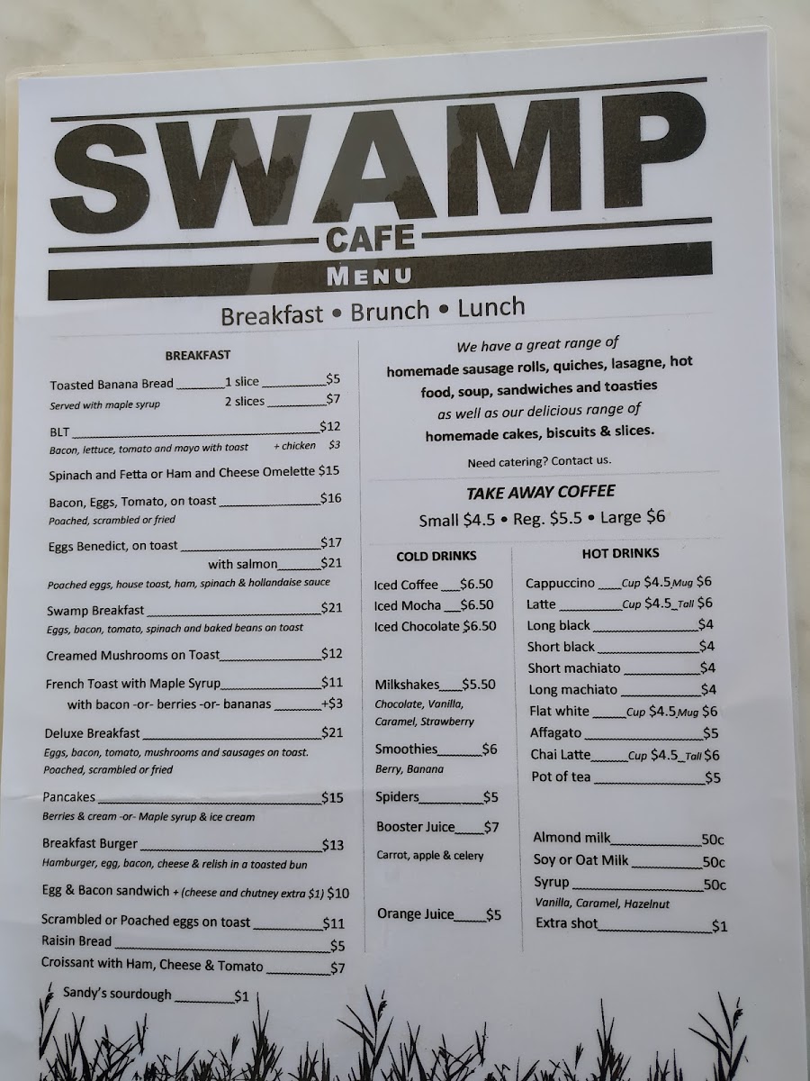 Swamp Cafe menu board