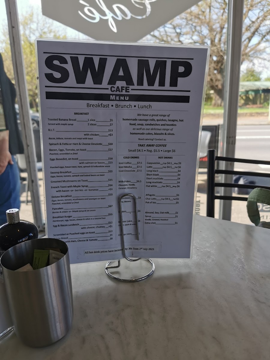 Swamp Cafe menu board