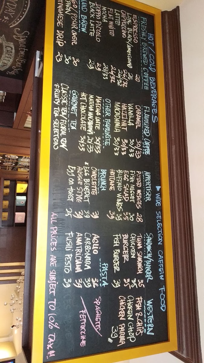 Caffein Coffee & Cake menu board