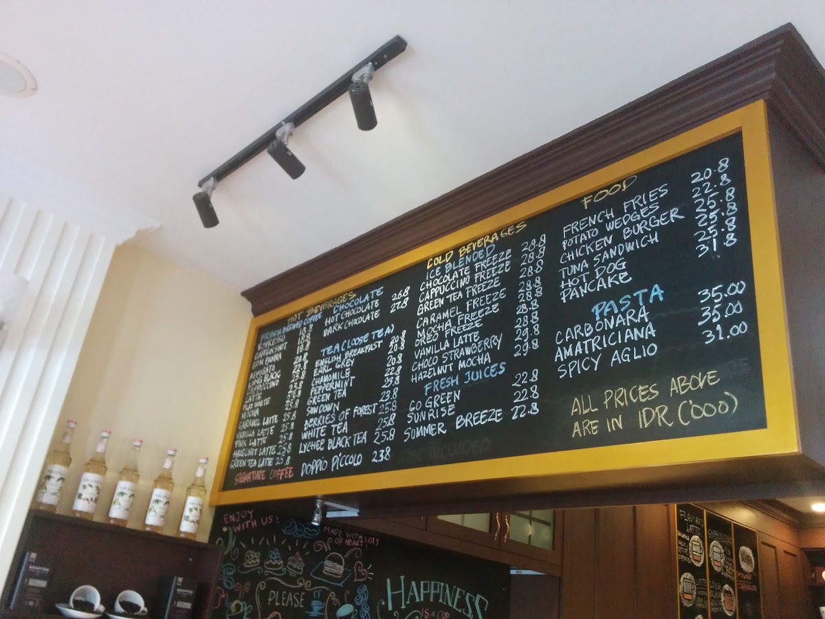 Caffein Coffee & Cake menu board