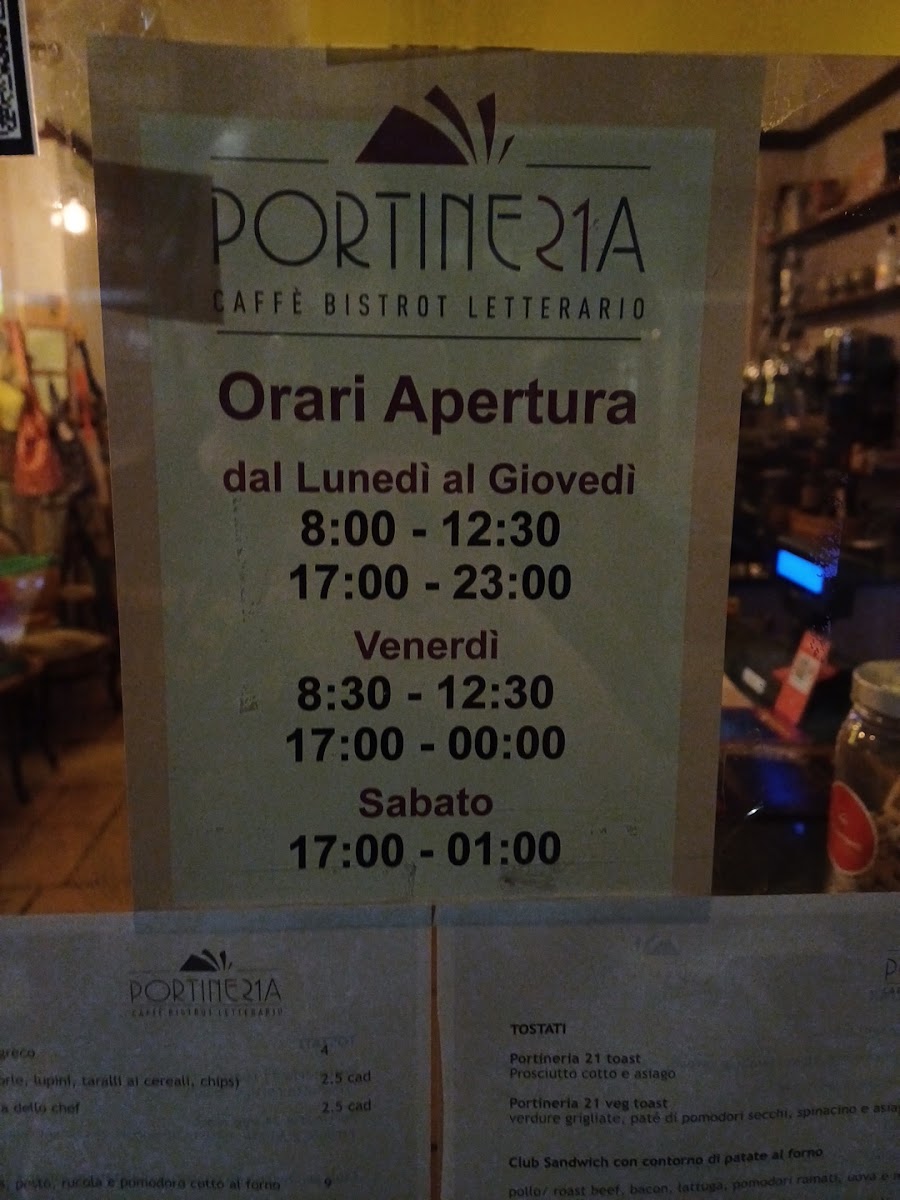 Portineria 21 menu board