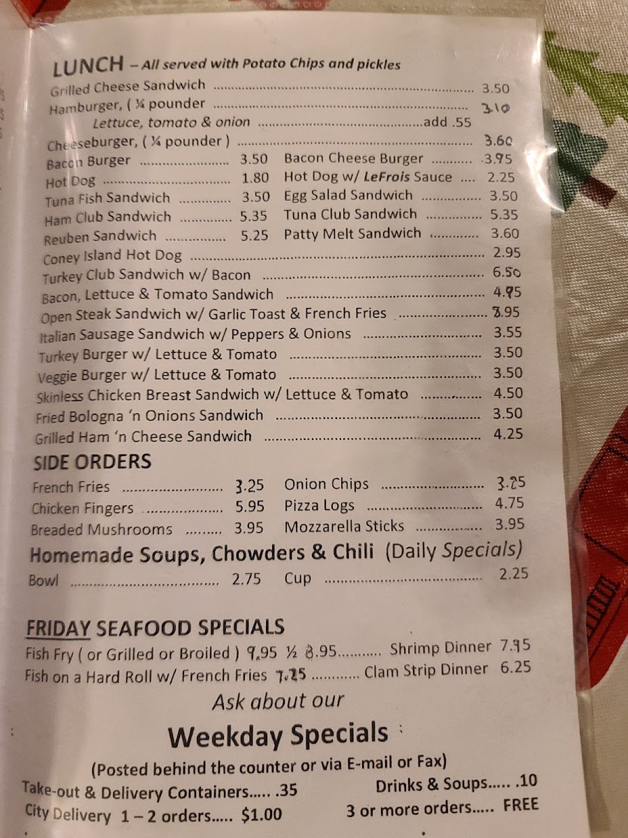 Cousin's Cafe menu board