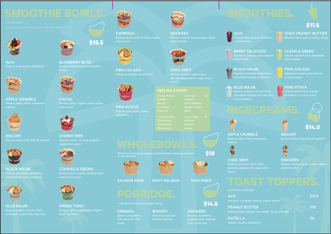 Sol Bowl Baulkham Hills menu board