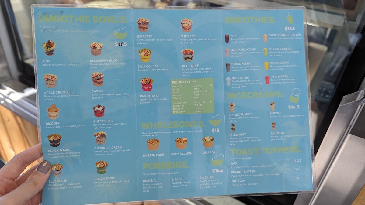 Sol Bowl Baulkham Hills menu board