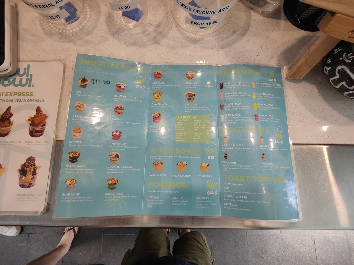 Sol Bowl Baulkham Hills menu board