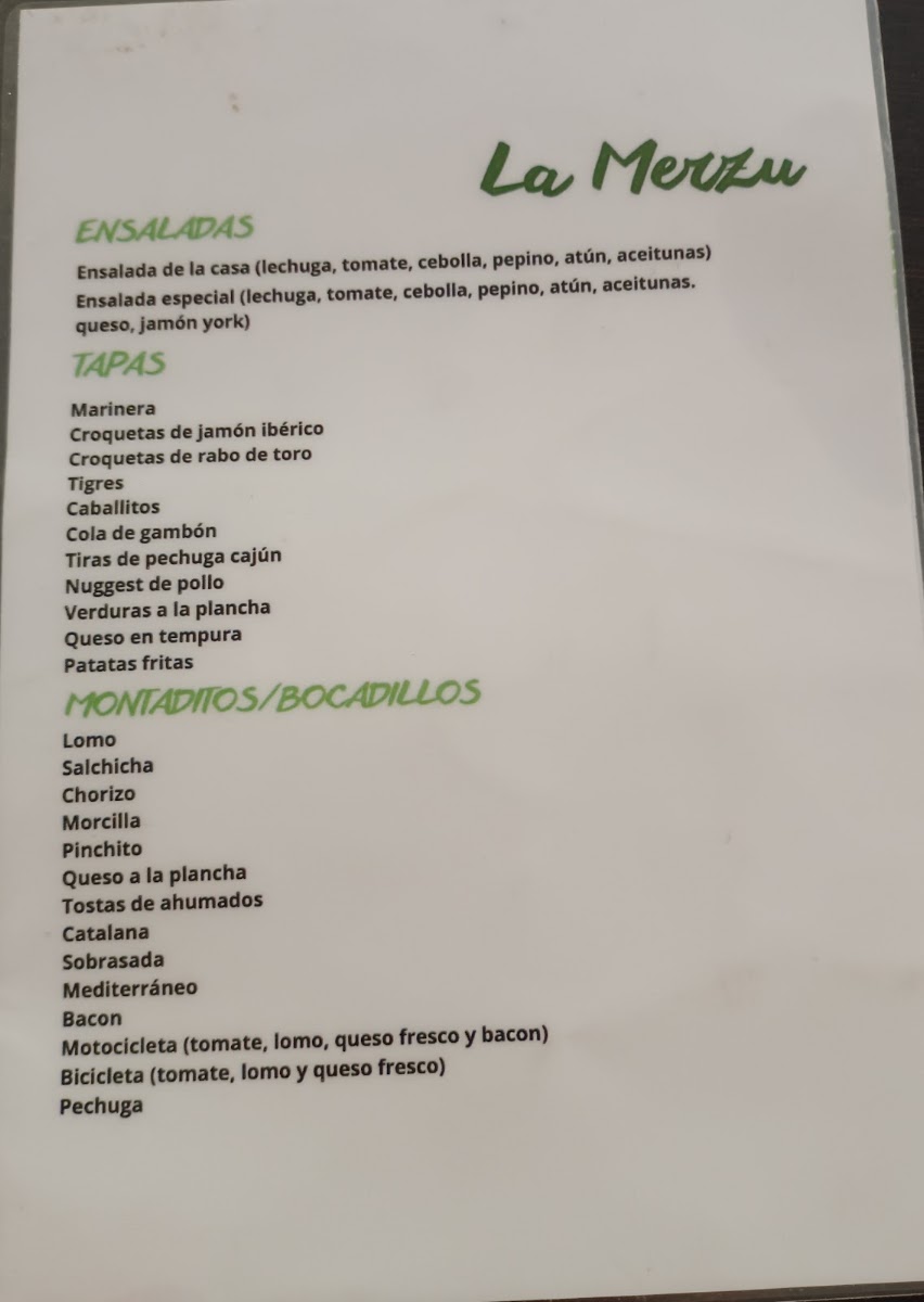 Cafeterías Lamerzu S L L menu board