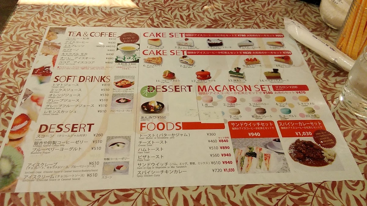 Ichouya menu board