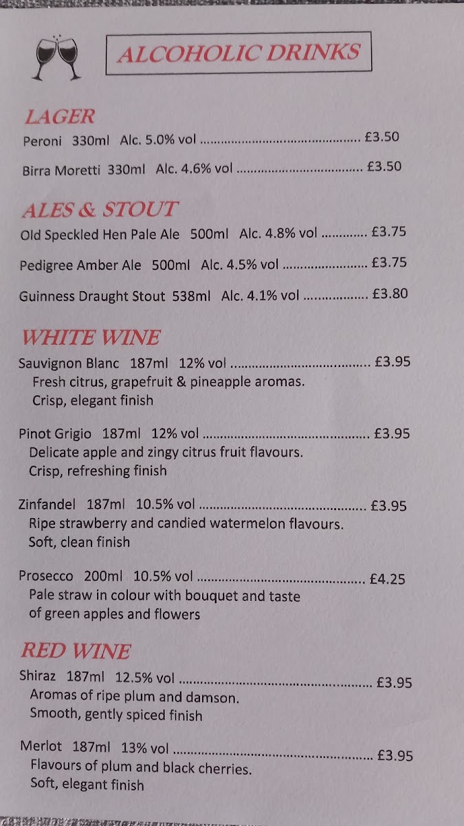 Redz Cafe Ashby de-la Zouch menu board