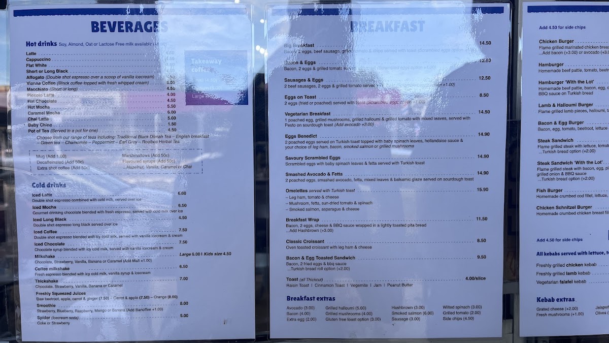 Mediterranean Flames Cafe menu board
