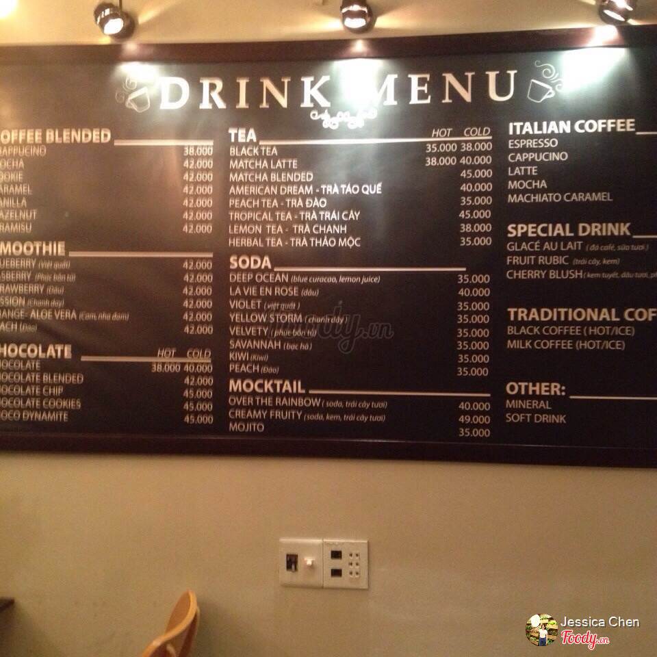 The Plant Coffee menu board