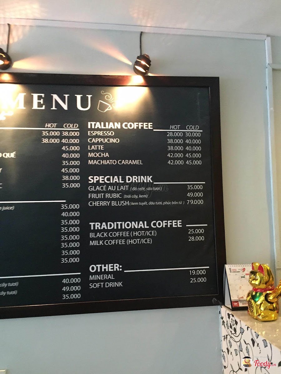 The Plant Coffee menu board