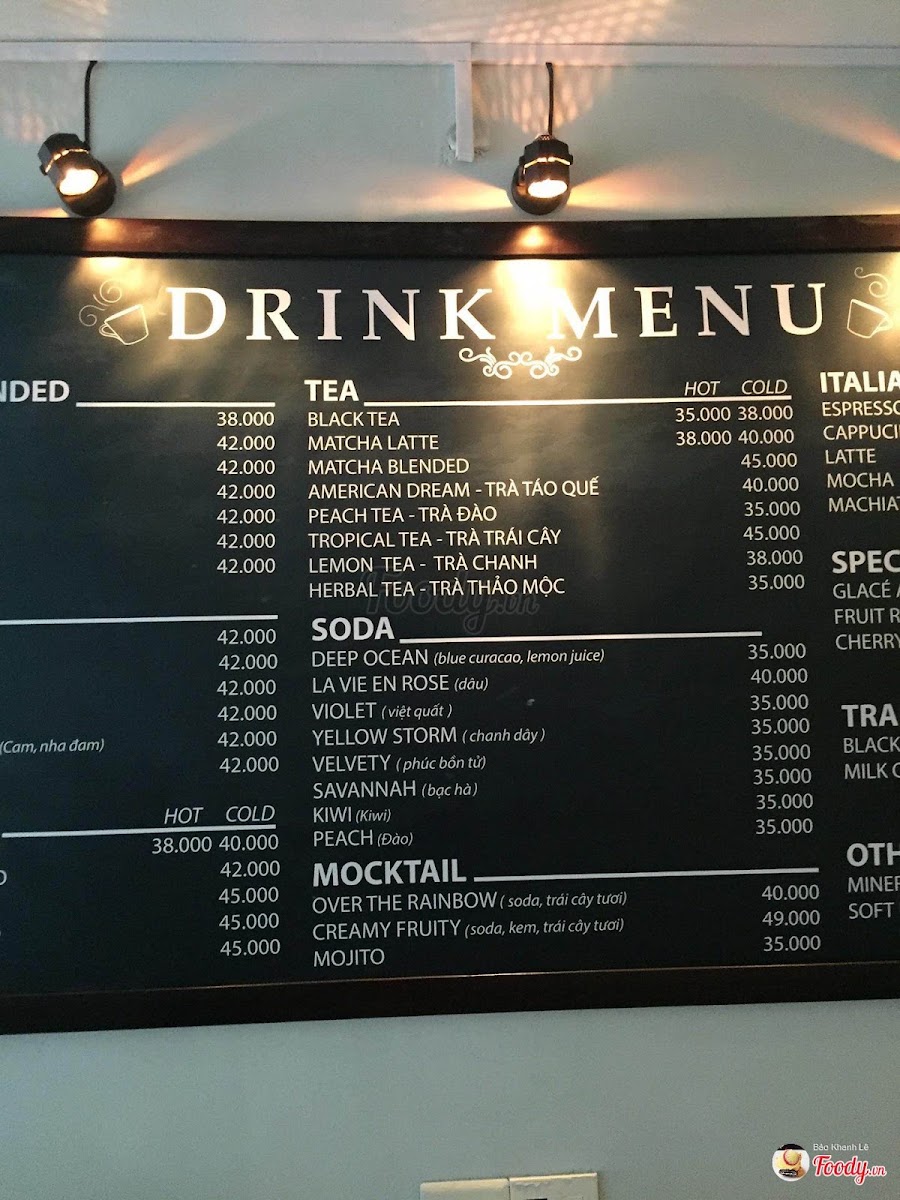 The Plant Coffee menu board