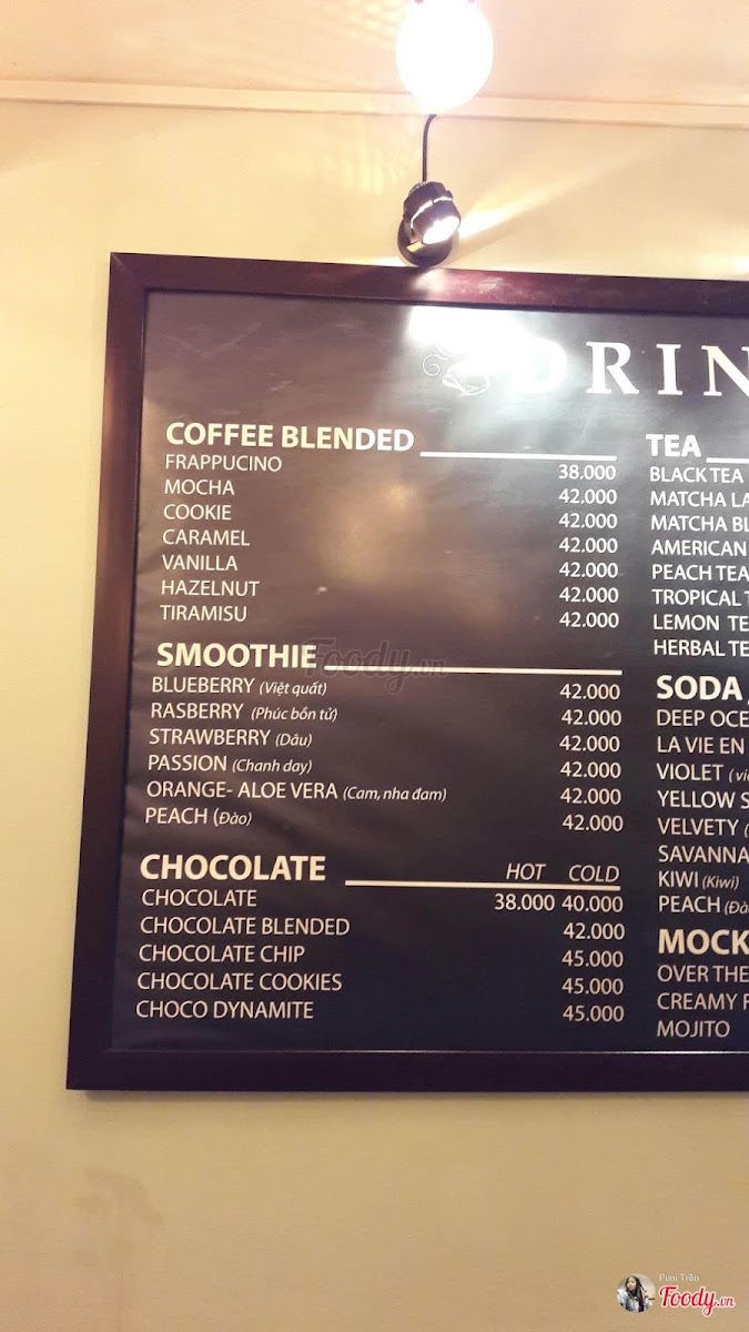 The Plant Coffee menu board