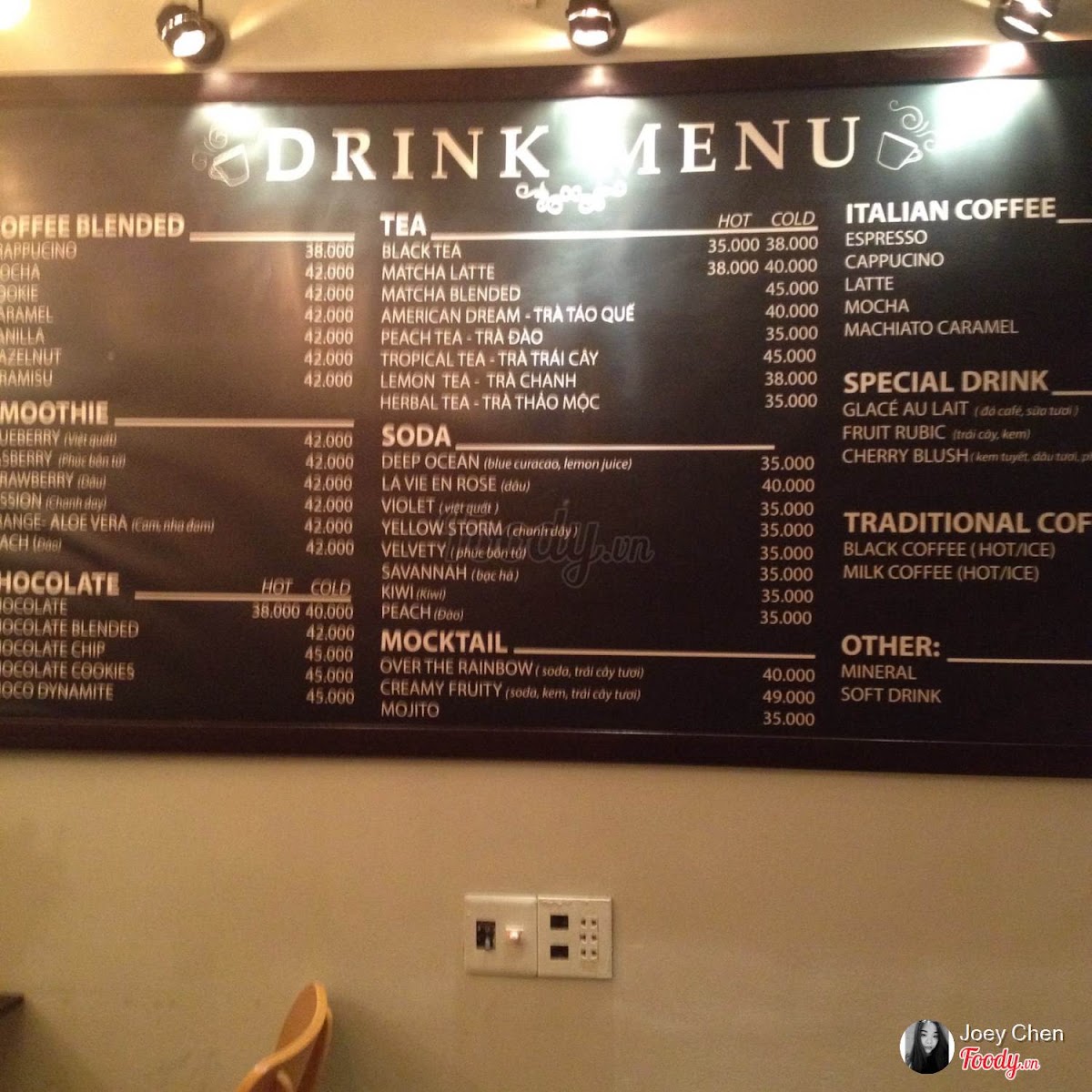 The Plant Coffee menu board