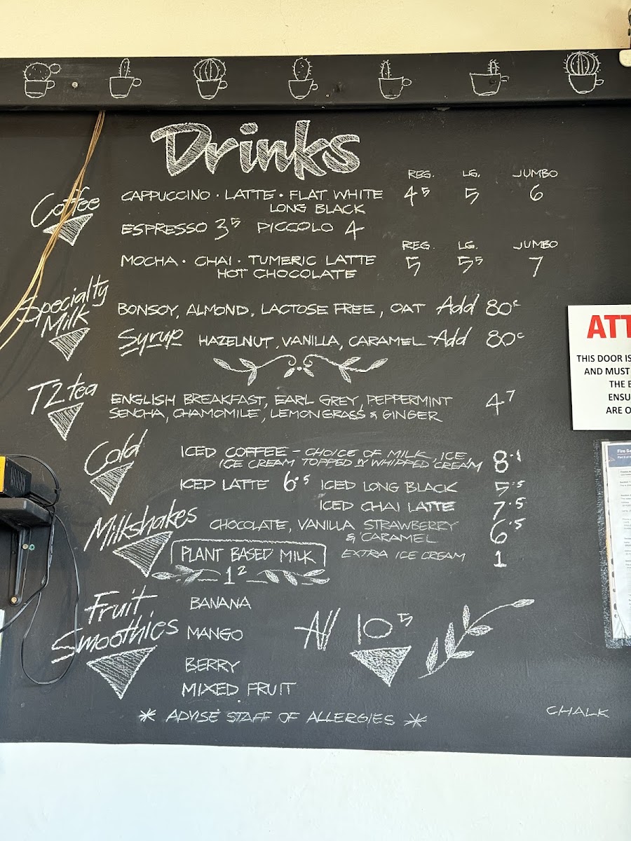 il Pozzo Cafe menu board