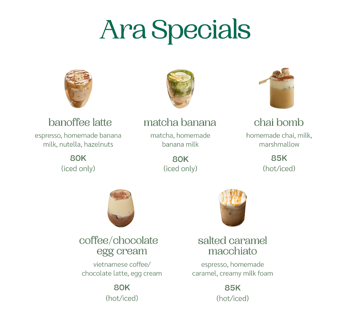 Aramour Coffee Roasters Saigon Pearl menu board