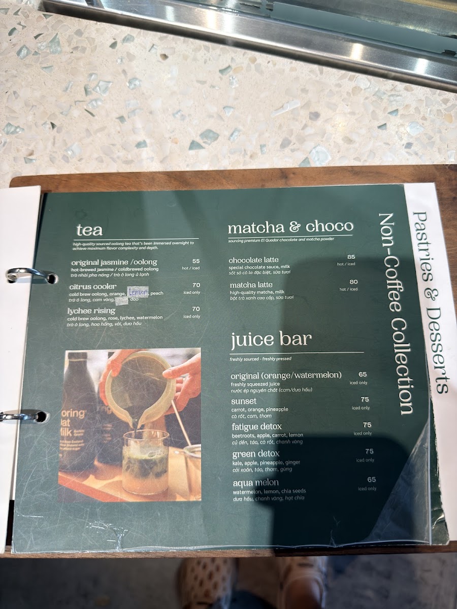 Aramour Coffee Roasters Saigon Pearl menu board