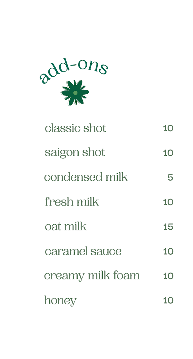 Aramour Coffee Roasters Saigon Pearl menu board