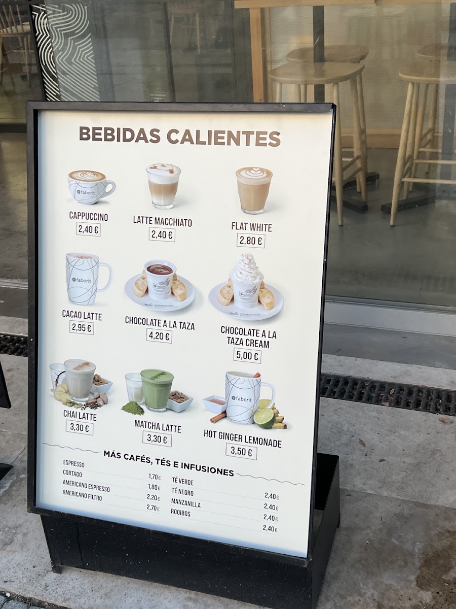 Faborit Príncipe de Vergara menu board