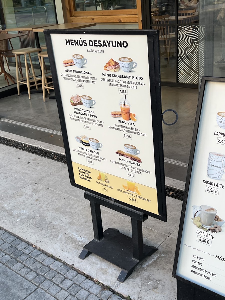 Faborit Príncipe de Vergara menu board