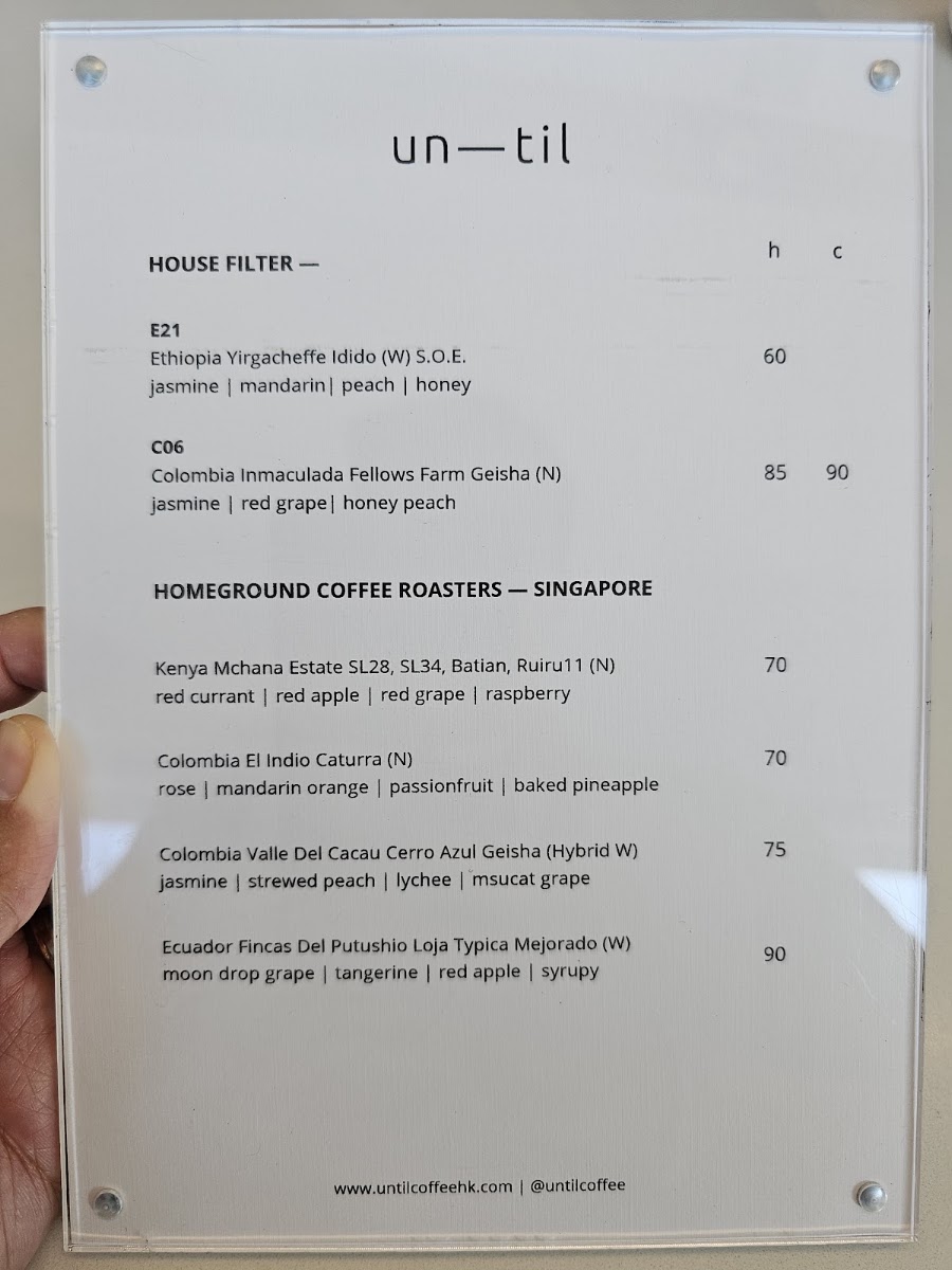 Until coffee menu board