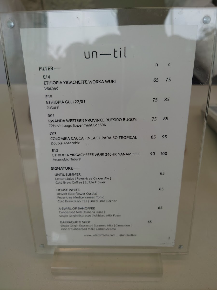 Until coffee menu board