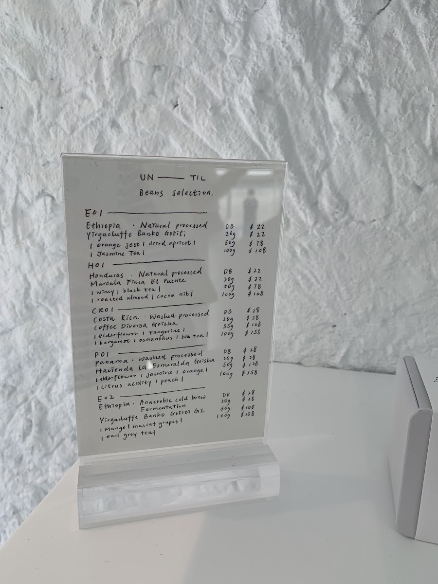 Until coffee menu board