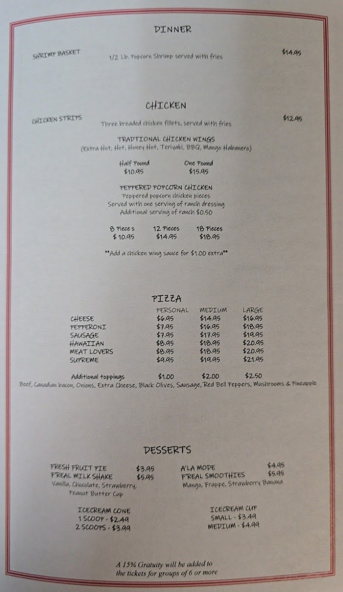Keams Canyon Cafe menu board