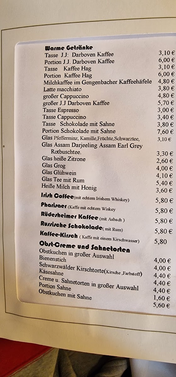 Café Birnbräuer menu board