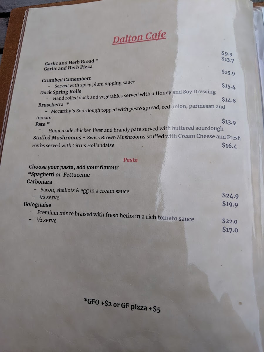Dalton Cafe menu board