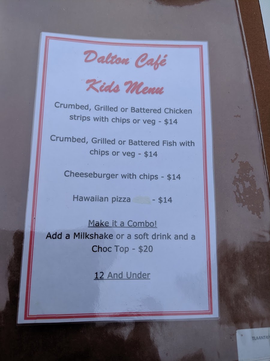 Dalton Cafe menu board