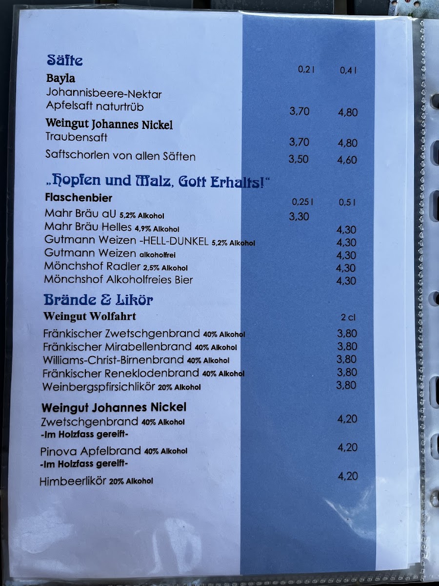 Die Tüncherei -Wein & Café Bar- menu board