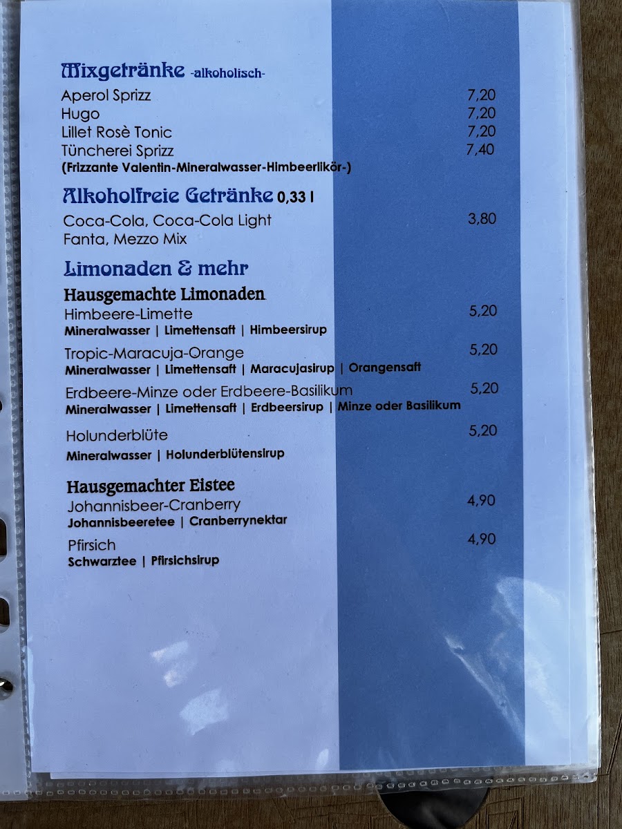 Die Tüncherei -Wein & Café Bar- menu board