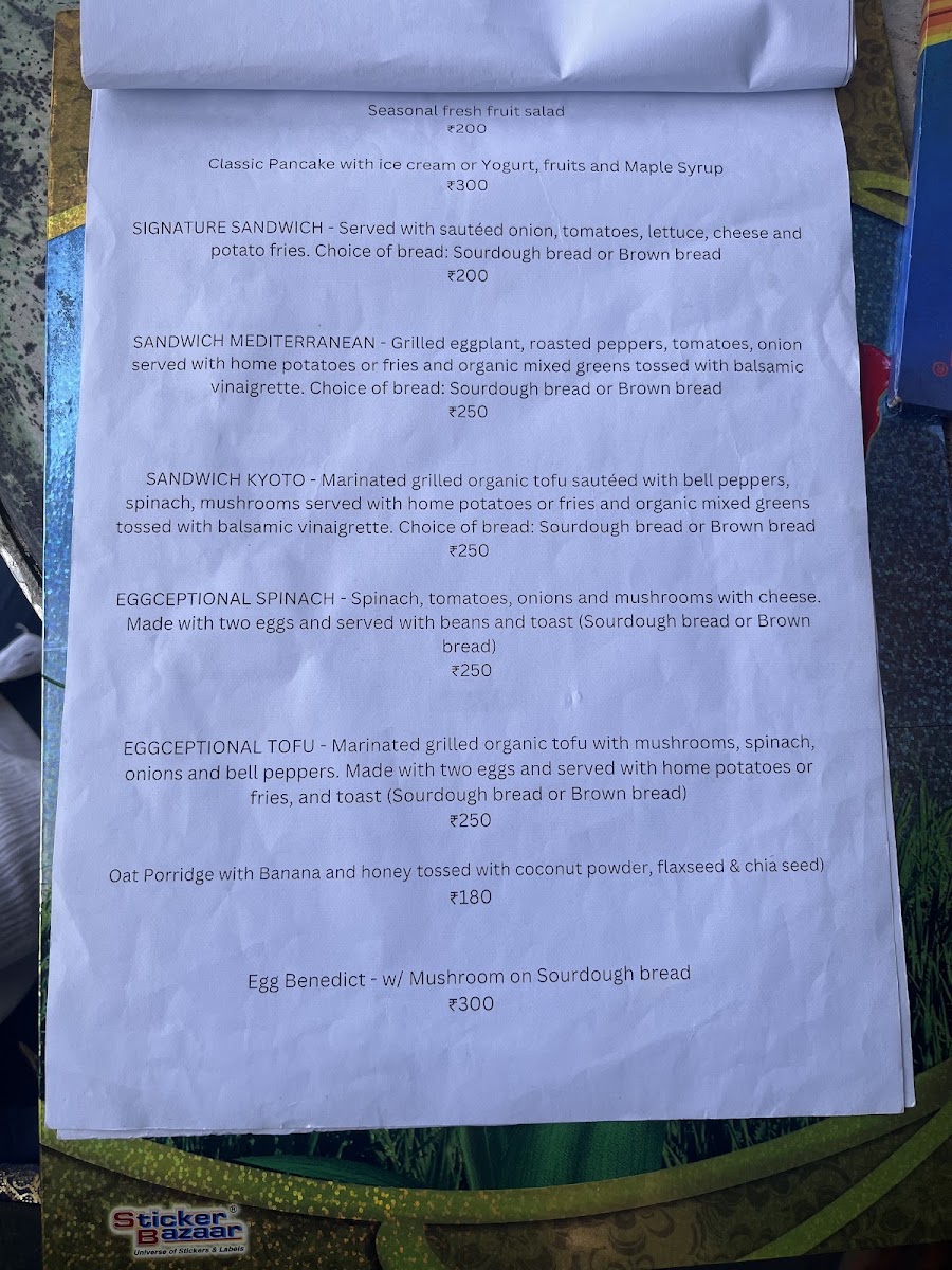 Cafe 129 menu board