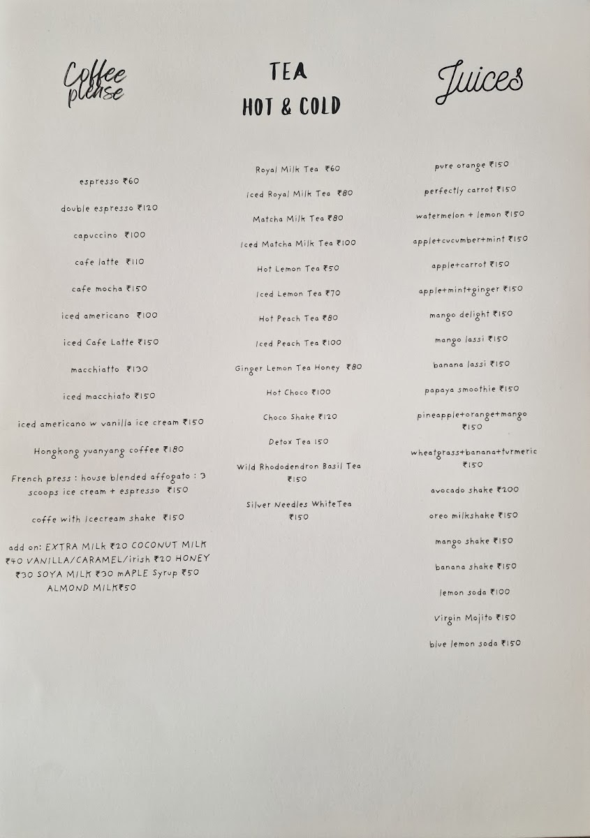 Cafe 129 menu board