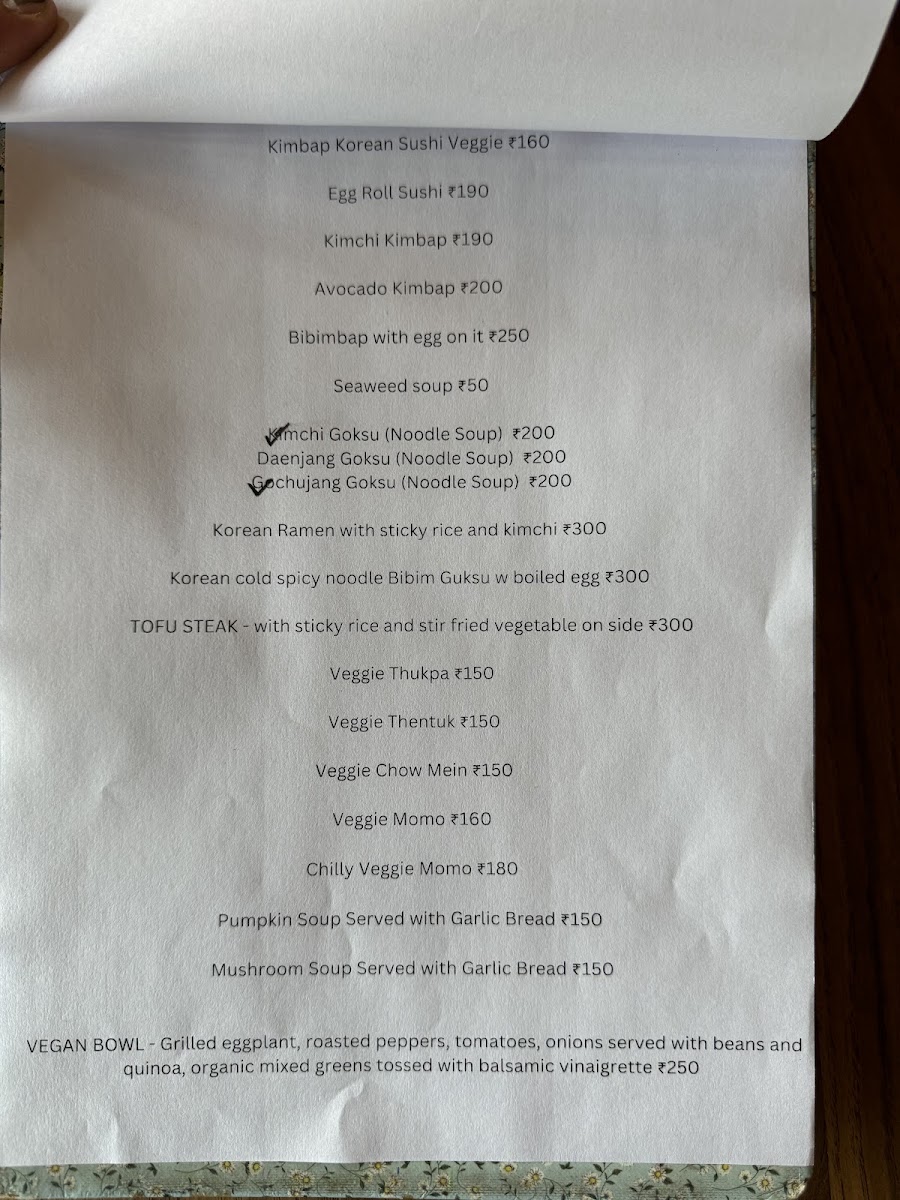 Cafe 129 menu board