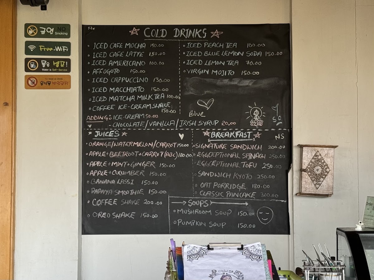 Cafe 129 menu board