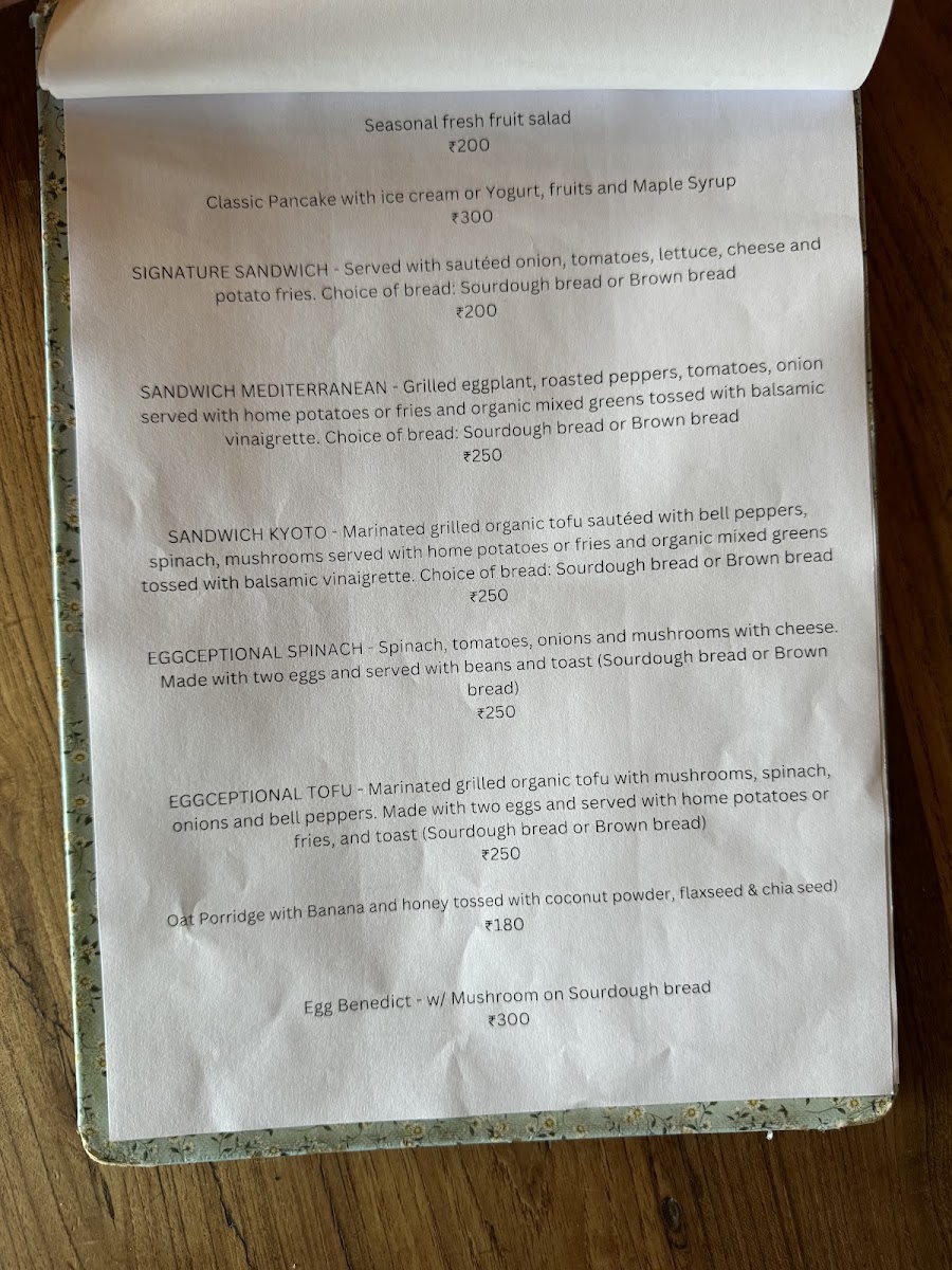 Cafe 129 menu board