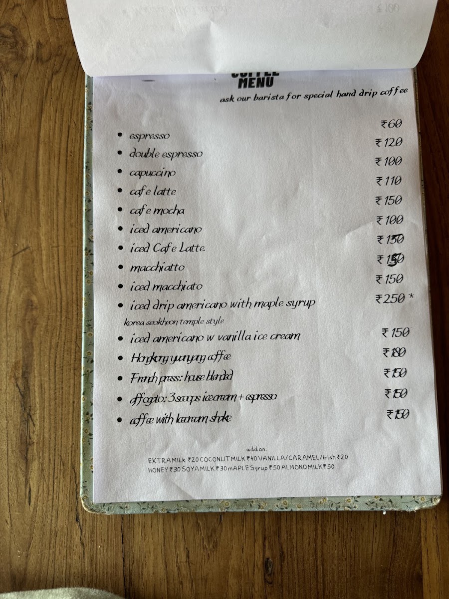 Cafe 129 menu board