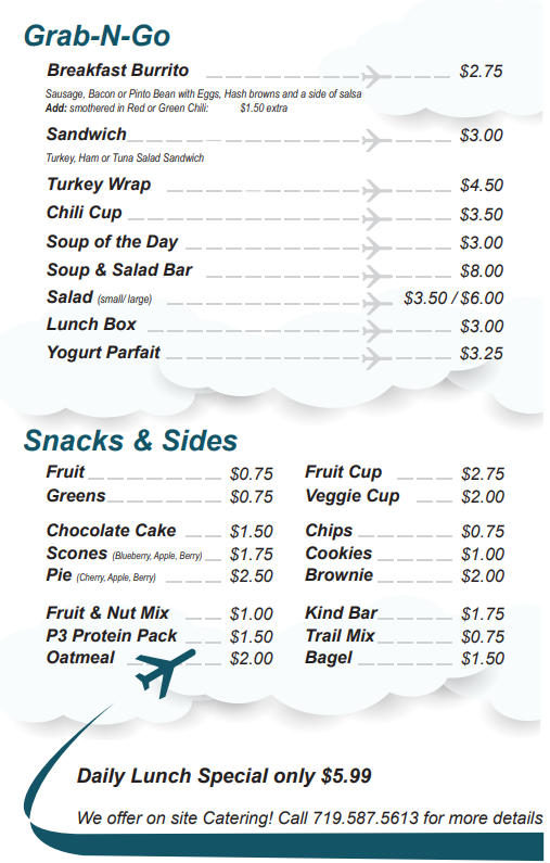 Airport Road Café menu board