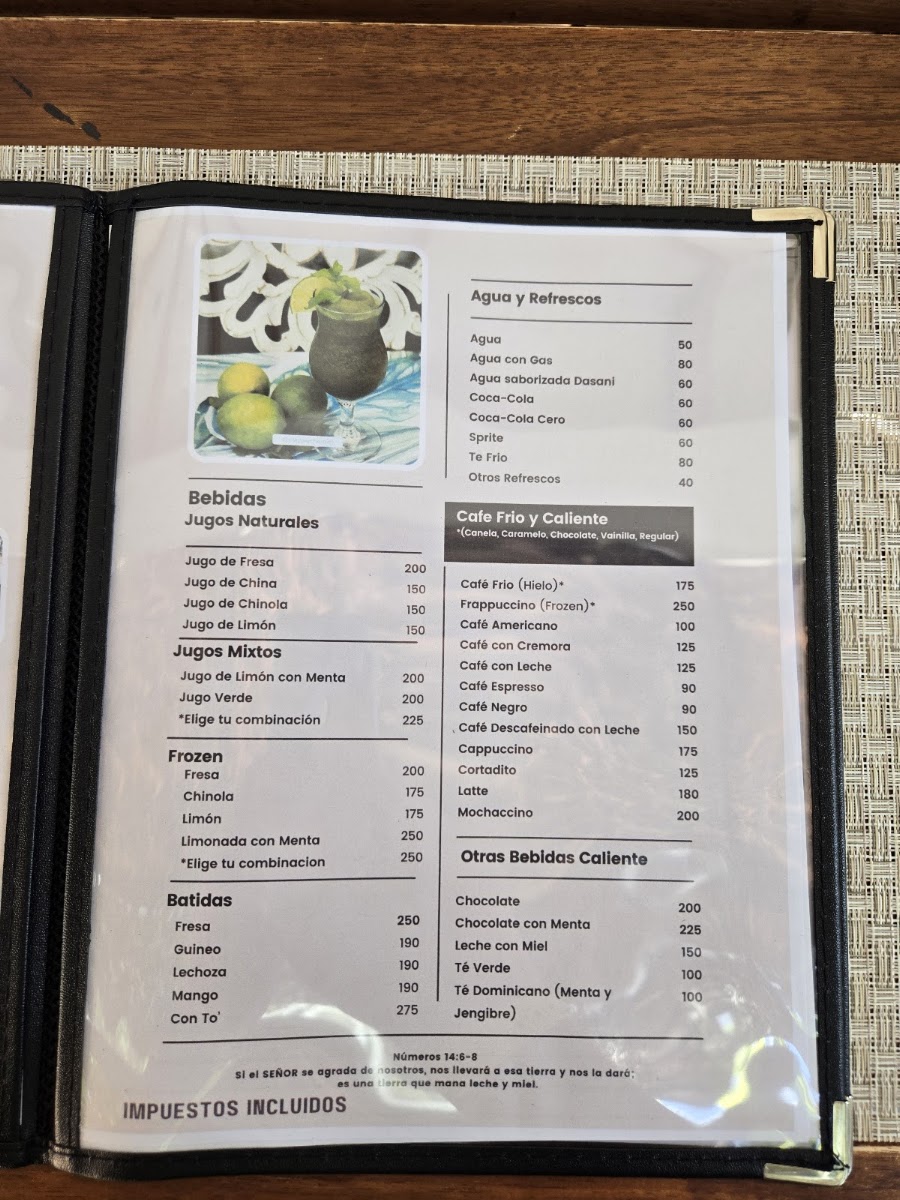 Plaza Leche Y Miel menu board