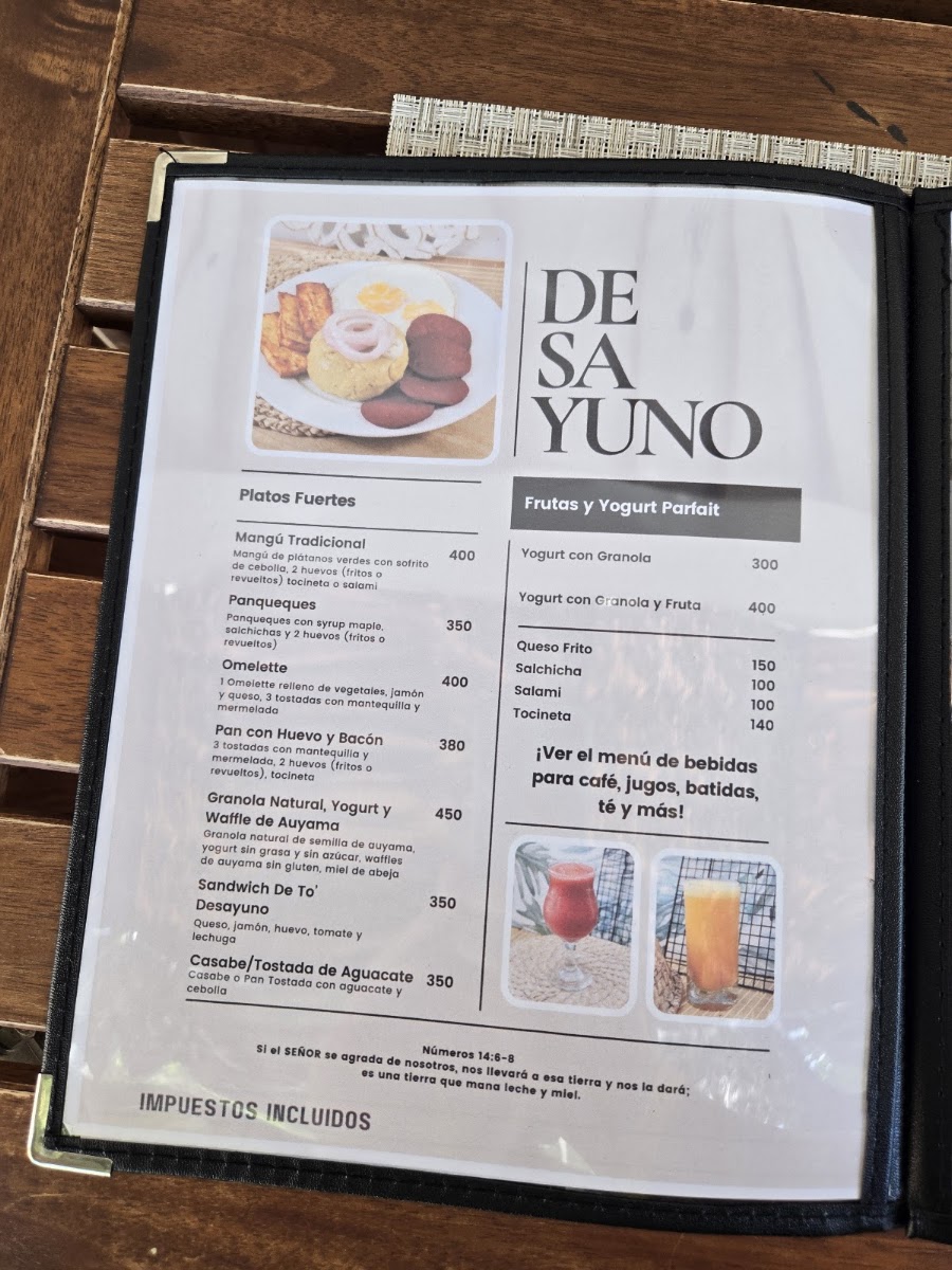 Plaza Leche Y Miel menu board