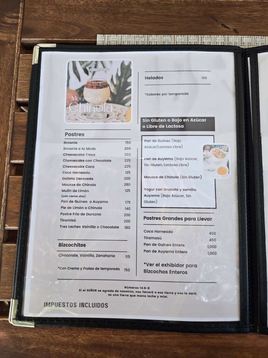 Plaza Leche Y Miel menu board
