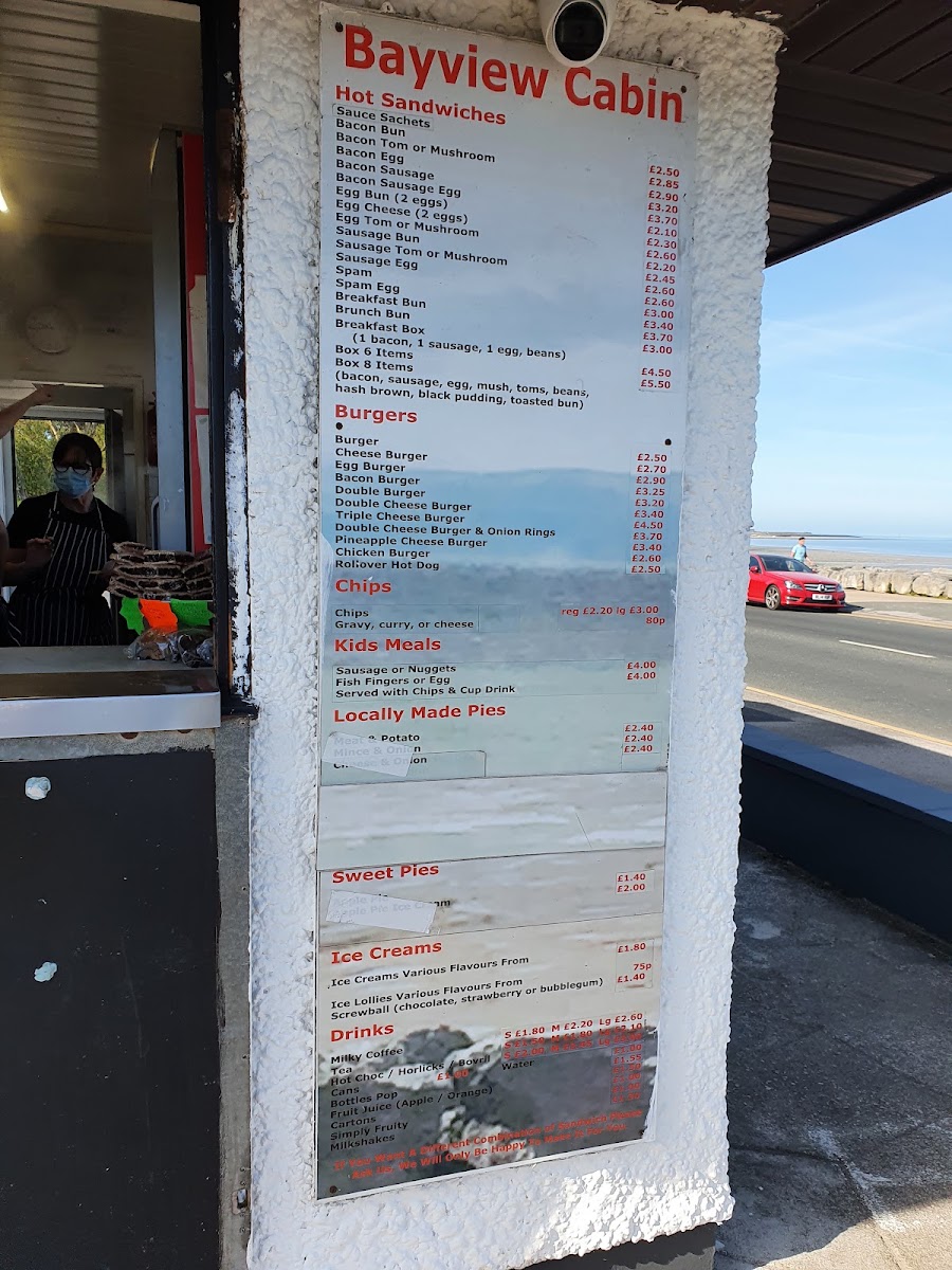 Bayview Café menu board
