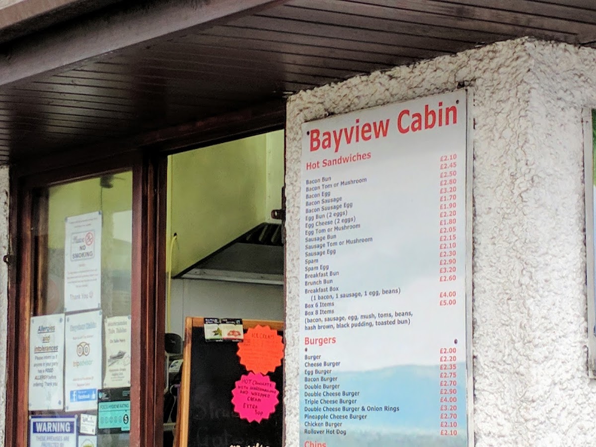 Bayview Café menu board