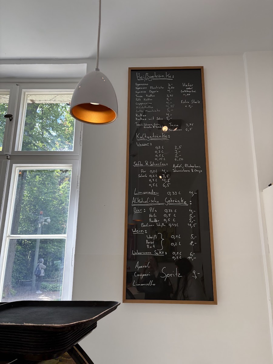 Café Max in der Liebermann-Villa menu board