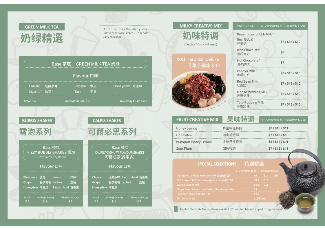 Ancestral at UC Canty Cafe & Restaurant menu board