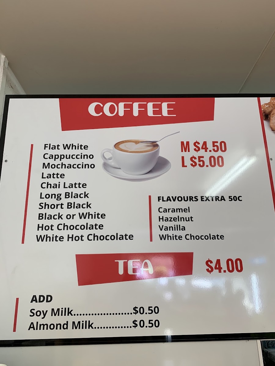 Paihia Bakery Espresso menu board