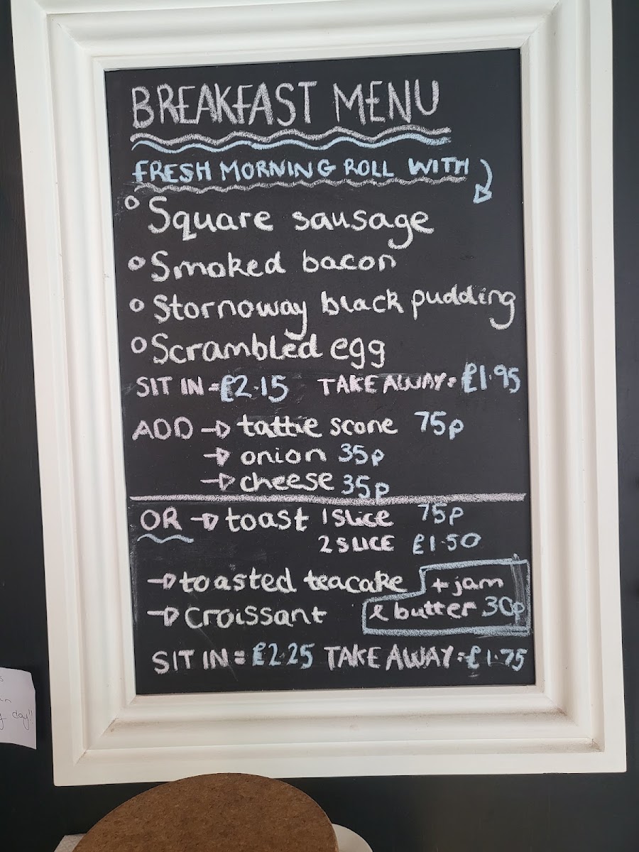 Crema Café menu board